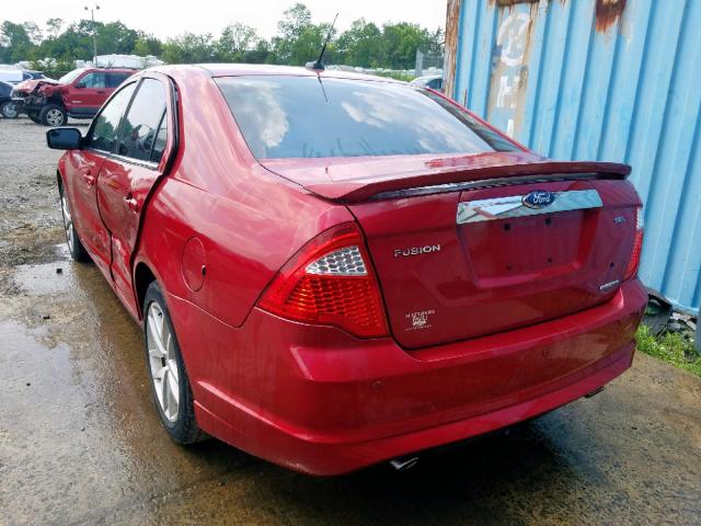 3FAHP0JG1CR253851 - 2012 FORD FUSION SEL RED photo 3