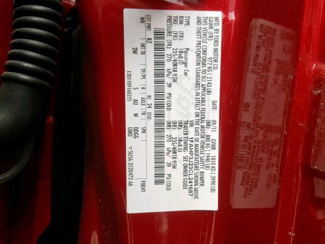 1FAHP3J23CL241687 - 2012 FORD FOCUS TITA RED photo 10