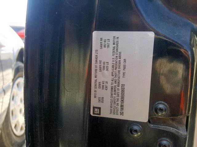 2G1WM16K869396070 - 2006 CHEVROLET MONTE CARL შავი ფოტო 10