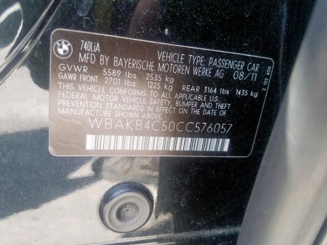 WBAKB4C50CC576057 - 2012 BMW 740 LI BLACK photo 10