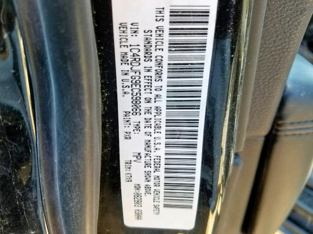 1C4RDJFG9EC598066 - 2014 DODGE DURANGO SS BLACK photo 10