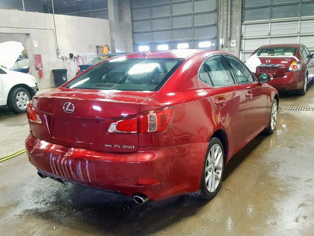 JTHCE5C25B5001142 - 2011 LEXUS IS 350 RED photo 4