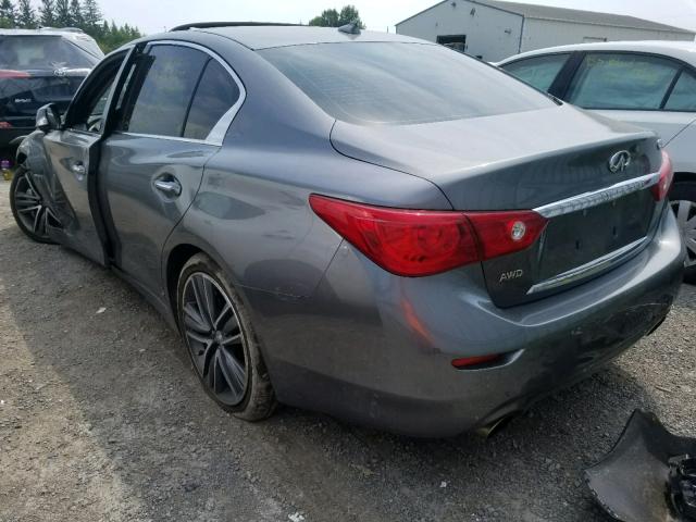 JN1AV7AR1EM701502 - 2014 INFINITI Q50 HYBRID GRAY photo 3