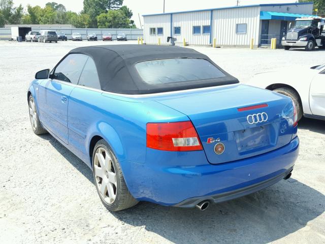 WUARL48H94K901073 - 2004 AUDI S4 QUATTRO BLUE photo 3