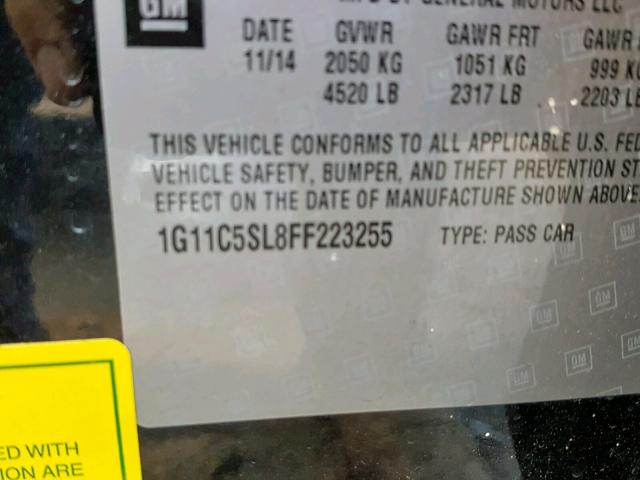 1G11C5SL8FF223255 - 2015 CHEVROLET MALIBU 1LT BLACK photo 10
