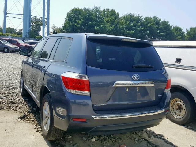 5TDBK3EH1DS265421 - 2013 TOYOTA HIGHLANDER BLUE photo 3