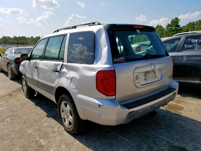 2HKYF18185H546382 - 2005 HONDA PILOT LX SILVER photo 3