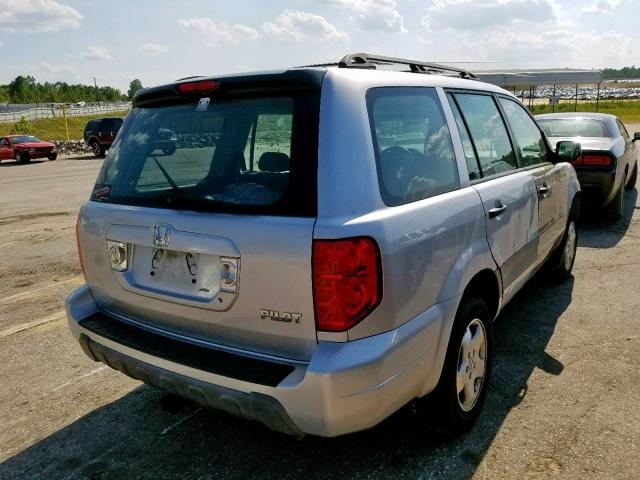 2HKYF18185H546382 - 2005 HONDA PILOT LX SILVER photo 4