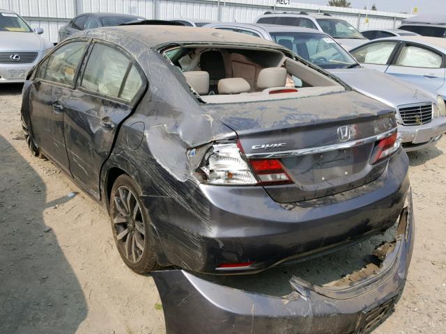 19XFB2F96EE273349 - 2014 HONDA CIVIC EXL SILVER photo 3