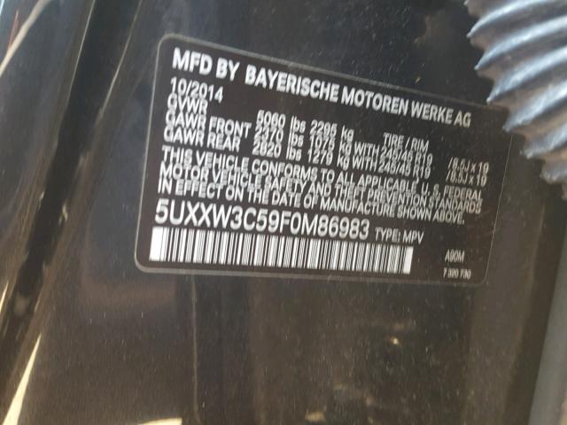5UXXW3C59F0M86983 - 2015 BMW X4 XDRIVE2 BLACK photo 10