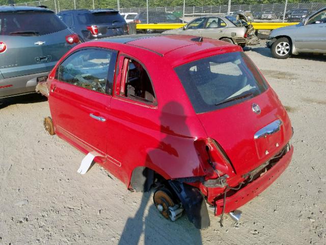 3C3CFFCRXHT502963 - 2017 FIAT 500 LOUNGE RED photo 3