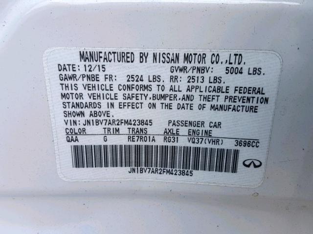 JN1BV7AR2FM423845 - 2015 INFINITI Q50 BASE WHITE photo 10