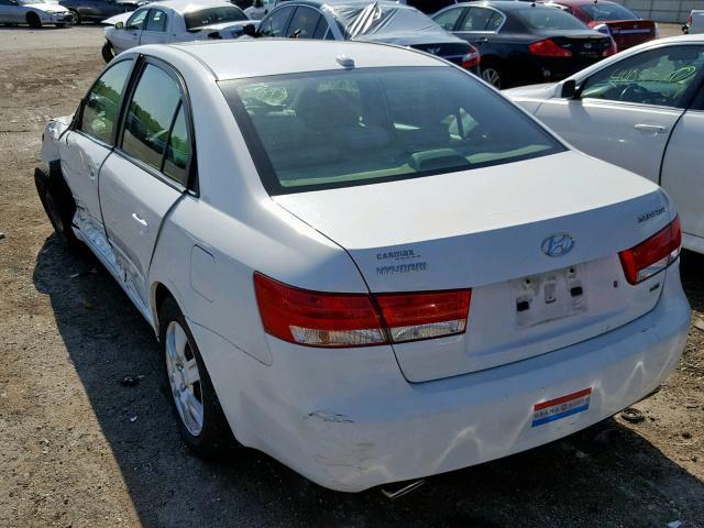 5NPET46F08H315735 - 2008 HYUNDAI SONATA GLS WHITE photo 3