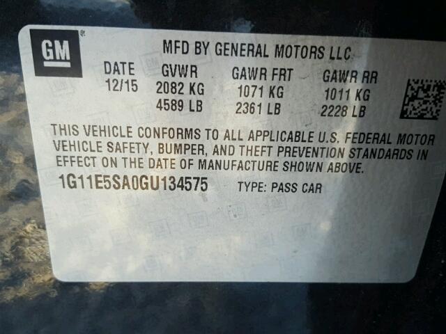 1G11E5SA0GU134575 - 2016 CHEVROLET MALIBU LIM 灰色 照片 10