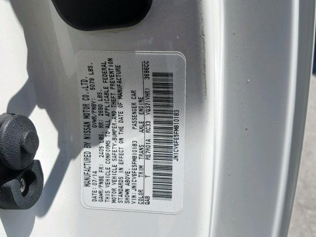 JN1CV6FE5FM810183 - 2015 INFINITI Q60 BASE WHITE photo 10