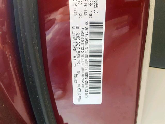 2C4RC1GG6JR108315 - 2018 CHRYSLER PACIFICA L MAROON photo 10