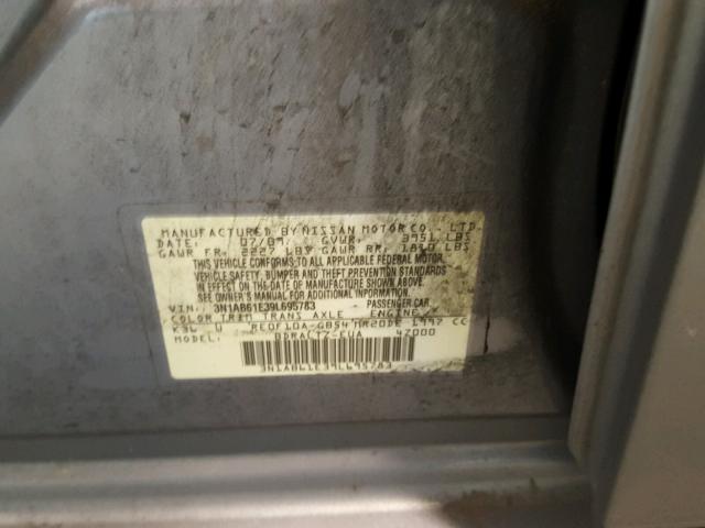 3N1AB61E39L695783 - 2009 NISSAN SENTRA 2.0 SILVER photo 10