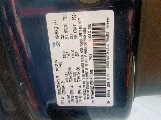 1B7HG2AN91S329810 - 2001 DODGE DAKOTA QUA BLUE photo 10