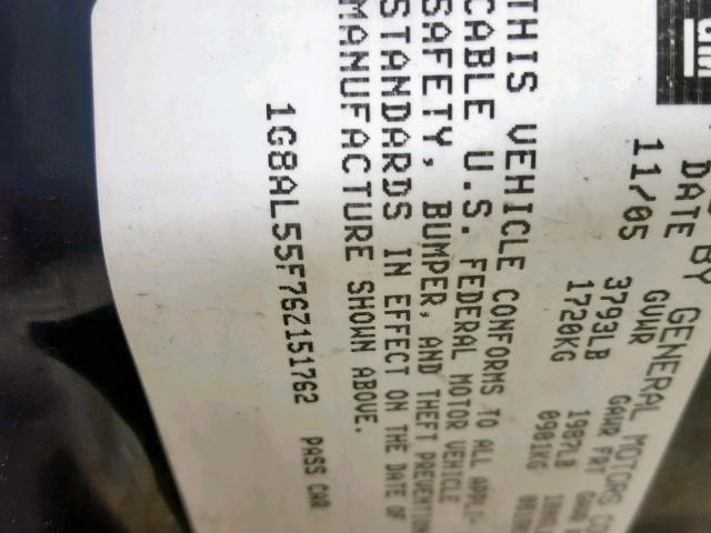 1G8AL55F76Z151762 - 2006 SATURN ION LEVEL BLUE photo 10