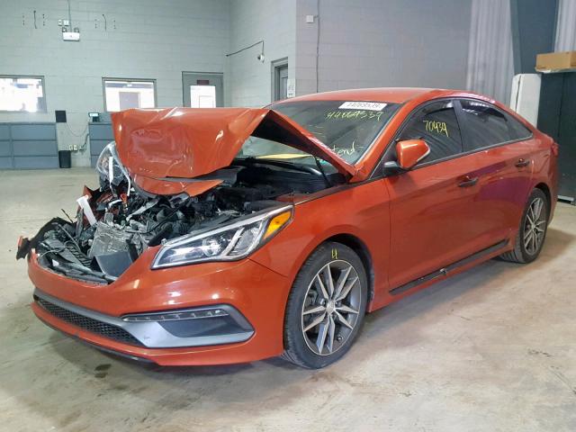 5NPE34AB3FH117992 - 2015 HYUNDAI SONATA SPO ORANGE photo 2