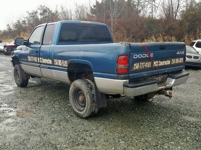 3B7KF23Z52M298008 - 2002 DODGE RAM 2500 BLUE photo 3