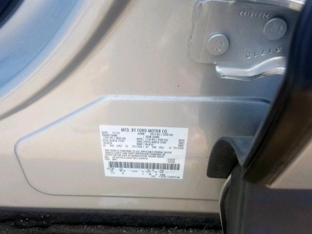 2FMTK3J93FBC34979 - 2015 FORD EDGE SEL SILVER photo 10