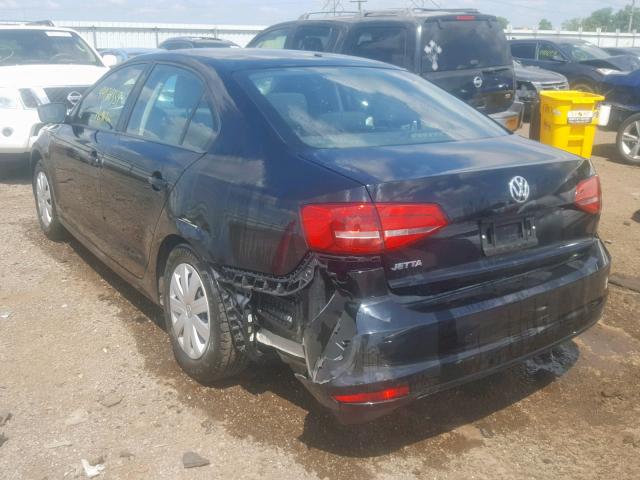 3VW2K7AJ7FM311303 - 2015 VOLKSWAGEN JETTA BASE BLACK photo 3