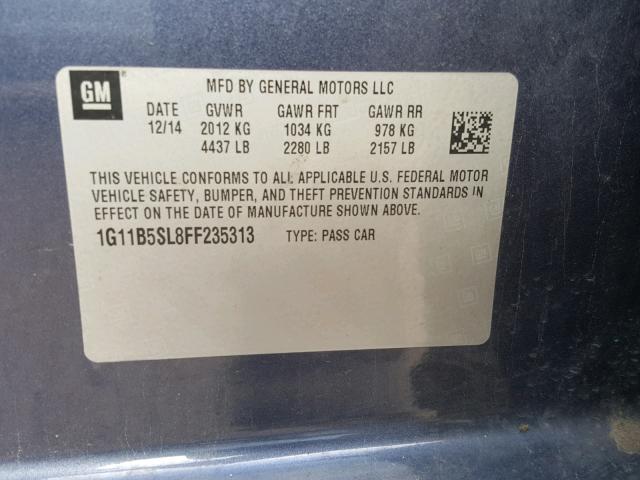 1G11B5SL8FF235313 - 2015 CHEVROLET MALIBU LS 蓝色 照片 10