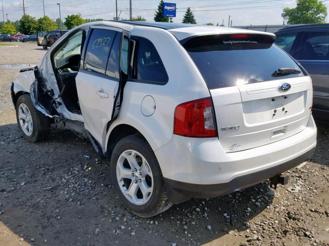 2FMDK3JC0CBA01136 - 2012 FORD EDGE SEL WHITE photo 3