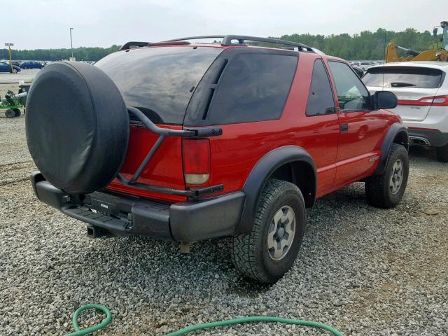 1GNCT18W71K175801 - 2001 CHEVROLET BLAZER RED photo 4