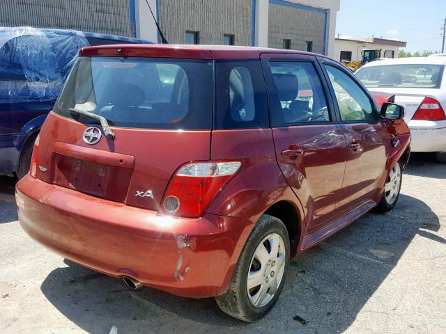 JTKKT624760138669 - 2006 TOYOTA SCION XA RED photo 4