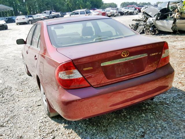 4T1BE32K24U289113 - 2004 TOYOTA CAMRY LE RED photo 3