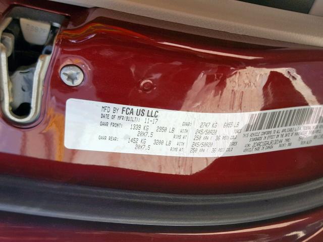 2C4RC1GG4JR132144 - 2018 CHRYSLER PACIFICA L MAROON photo 10
