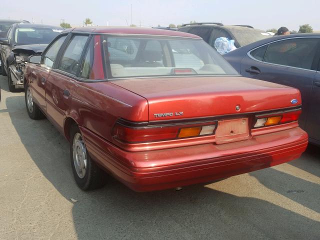 1FAPP37U9NK190726 - 1992 FORD TEMPO LX BURGUNDY photo 3