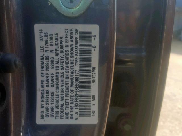 19XFB2F98EE068177 - 2014 HONDA CIVIC EXL 银色 照片 10