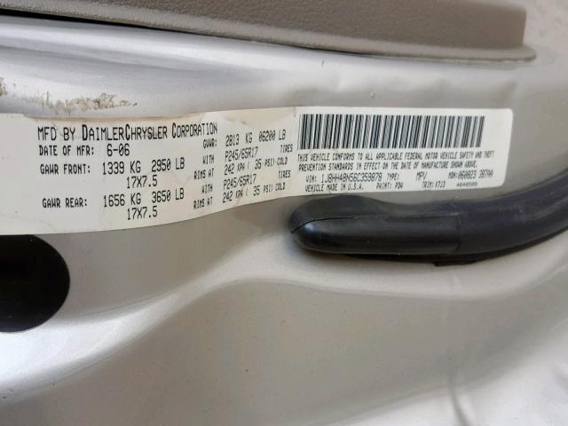 1J8HH48N56C359878 - 2006 JEEP COMMANDER SILVER photo 10