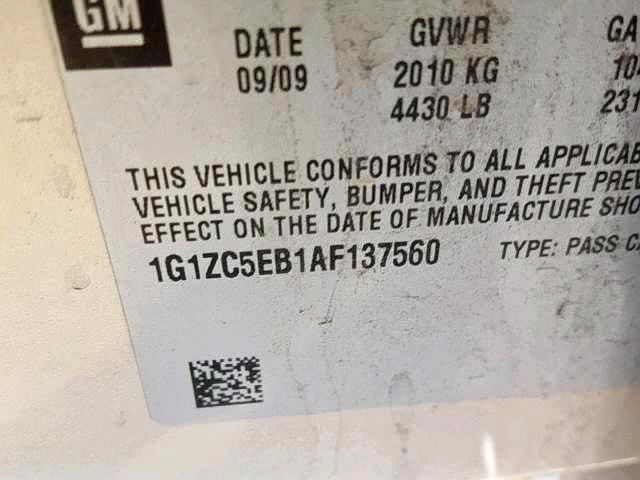 1G1ZC5EB1AF137560 - 2010 CHEVROLET MALIBU 1LT 米色 照片 10