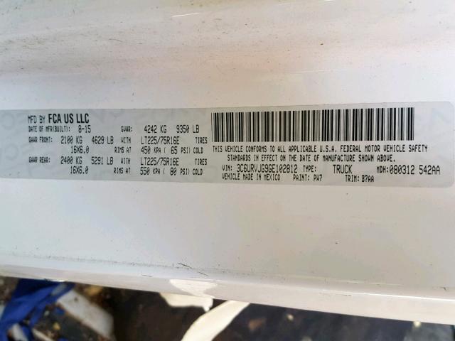 3C6URVJG9GE102812 - 2016 RAM PROMASTER 双色 照片 10