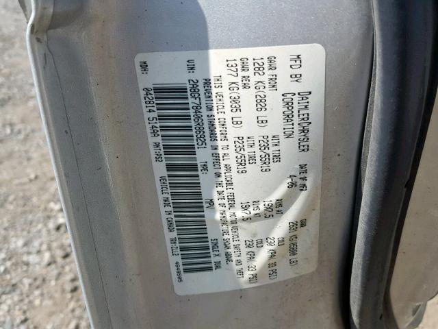 2A8GF78406R869251 - 2006 CHRYSLER PACIFICA L SILVER photo 10