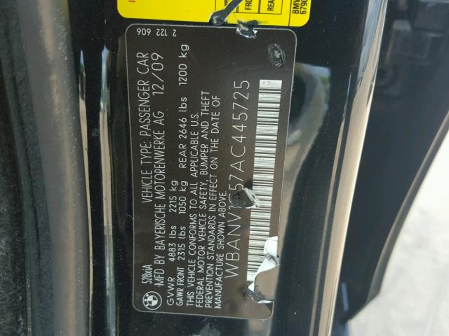 WBANV1C57AC445725 - 2010 BMW 528 XI BLACK photo 10