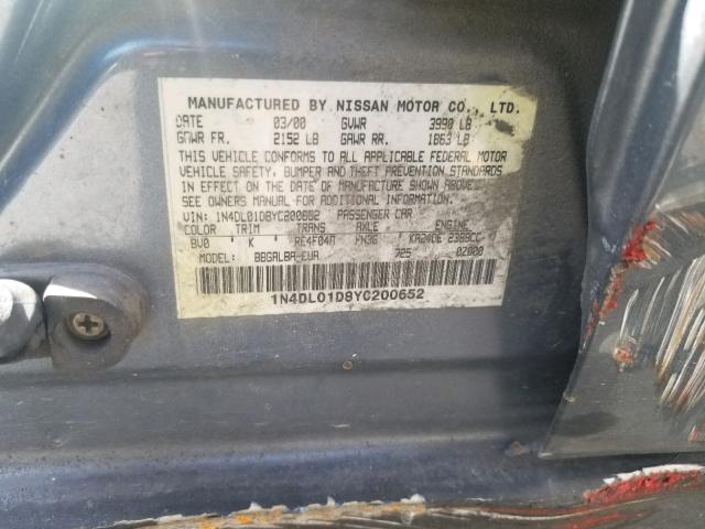 1N4DL01D8YC200652 - 2000 NISSAN ALTIMA XE BLUE photo 10