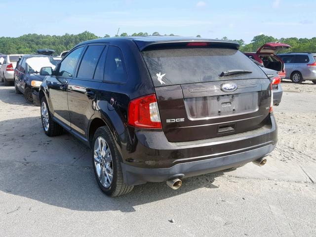 2FMDK3JC9EBA08797 - 2014 FORD EDGE SEL BROWN photo 3