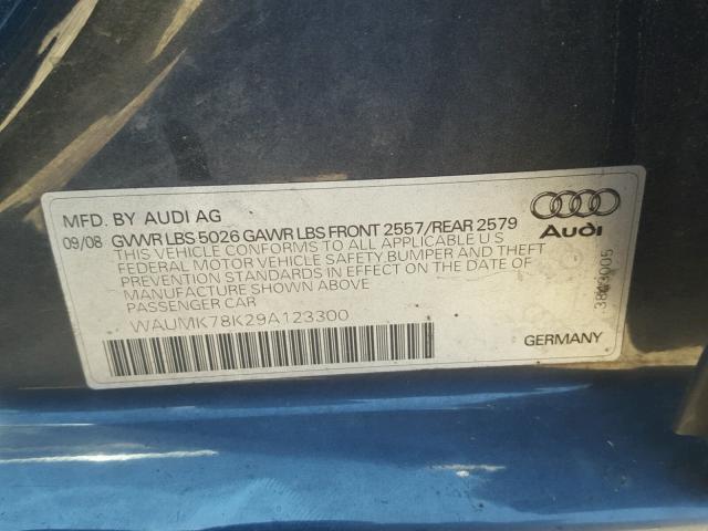 WAUMK78K29A123300 - 2009 AUDI A4 PRESTIG GRAY photo 10