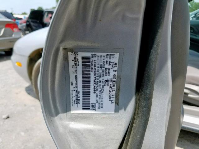 1FALP52U7TA314609 - 1996 FORD TAURUS GL SILVER photo 10