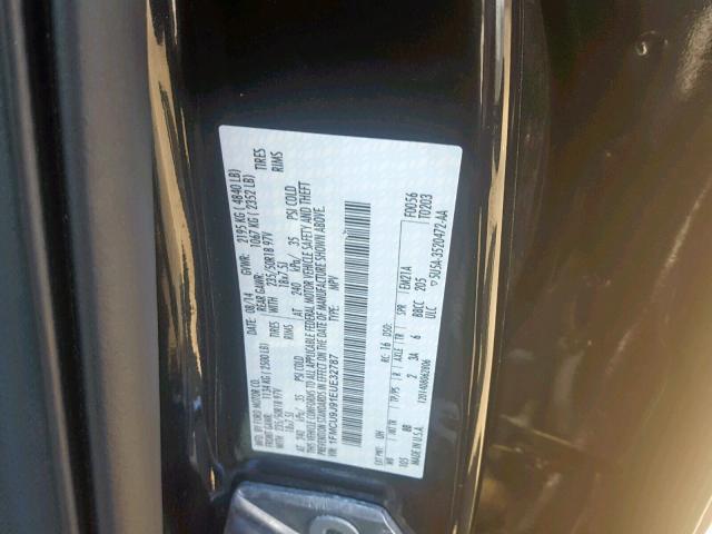 1FMCU9J91EUE32787 - 2014 FORD ESCAPE TIT BLACK photo 10