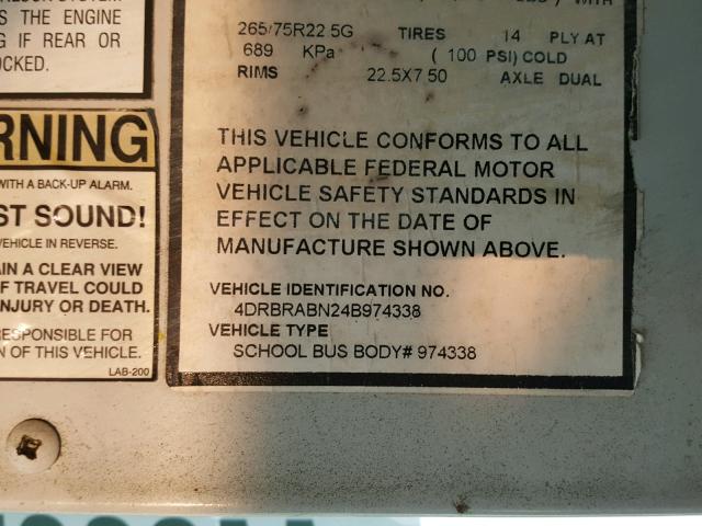 4DRBRABN24B974338 - 2004 IC CORPORATION 3000 ყვითელი ფოტო 10