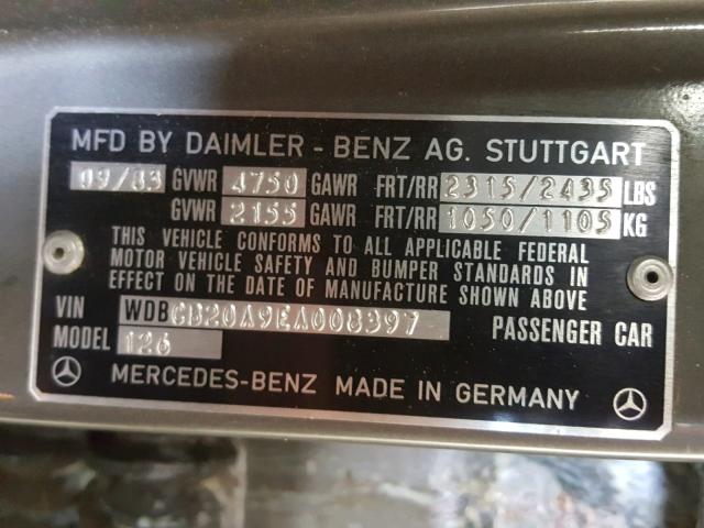 WDBCB20A9EA008397 - 1984 MERCEDES-BENZ 300 SD GRAY photo 10