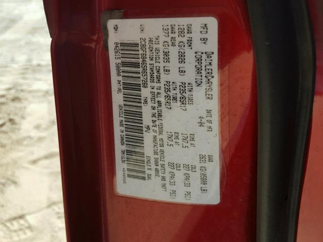 2C8GF68465R657260 - 2005 CHRYSLER PACIFICA T RED photo 10