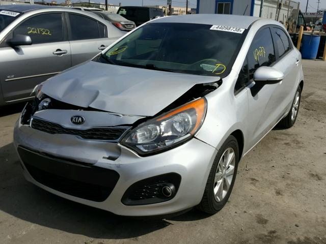 KNADN5A35E6387249 - 2014 KIA RIO EX SILVER photo 2