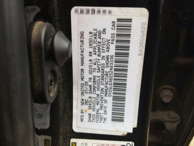 5Y2SL63825Z483336 - 2005 PONTIAC VIBE BLACK photo 10